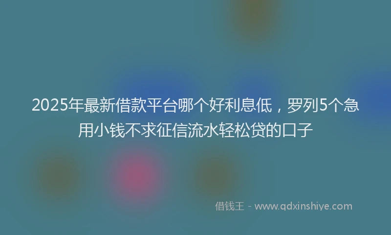 2025年最新借款平台哪个好利息低，罗列5个急用小钱不求征信流水轻松贷的口子