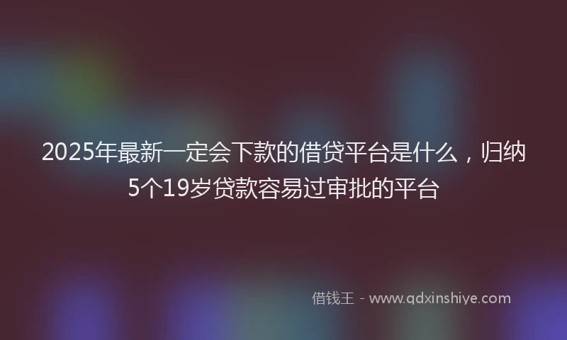 2025年最新一定会下款的借贷平台是什么，归纳5个19岁贷款容易过审批的平台