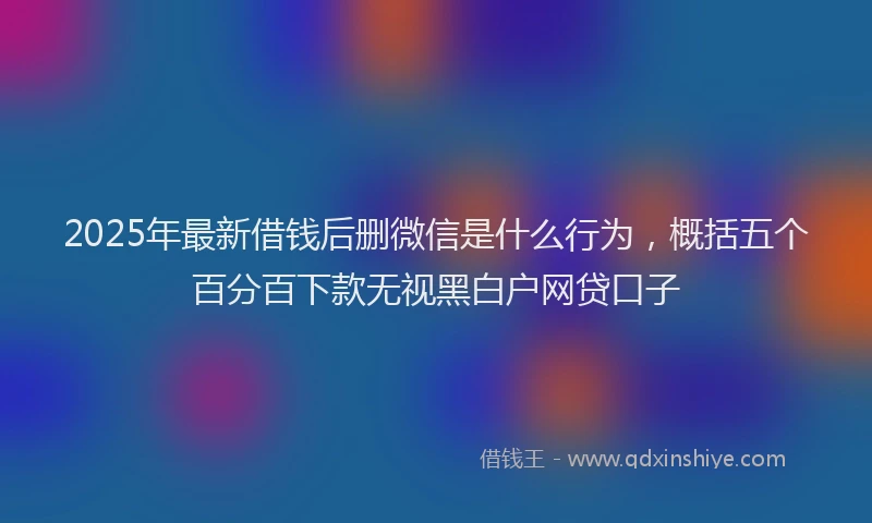 2025年最新借钱后删微信是什么行为，概括五个百分百下款无视黑白户网贷口子