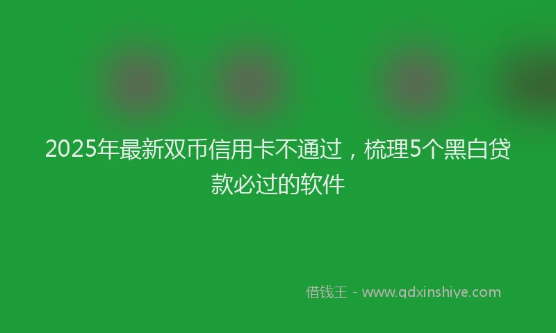2025年最新双币信用卡不通过，梳理5个黑白贷款必过的软件