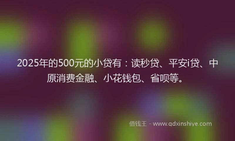 2025年的500元的小贷有：读秒贷、平安i贷、中原消费金融、小花钱包、省呗等。