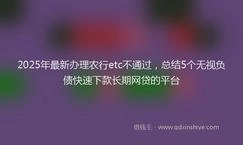 2025年最新办理农行etc不通过，总结5个无视负债快速下款长期网贷的平台