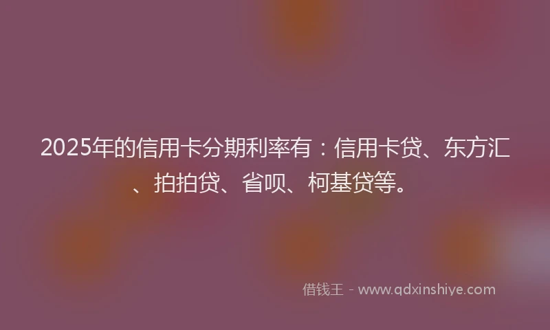 2025年的信用卡分期利率有：信用卡贷、东方汇、拍拍贷、省呗、柯基贷等。