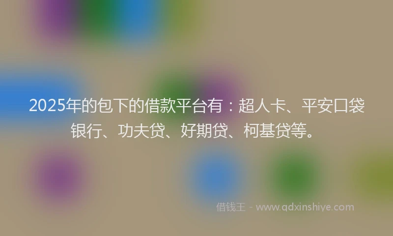 2025年的包下的借款平台有：超人卡、平安口袋银行、功夫贷、好期贷、柯基贷等。
