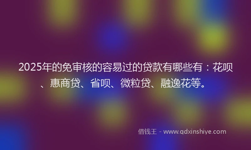 2025年的免审核的容易过的贷款有哪些有：花呗、惠商贷、省呗、微粒贷、融逸花等。