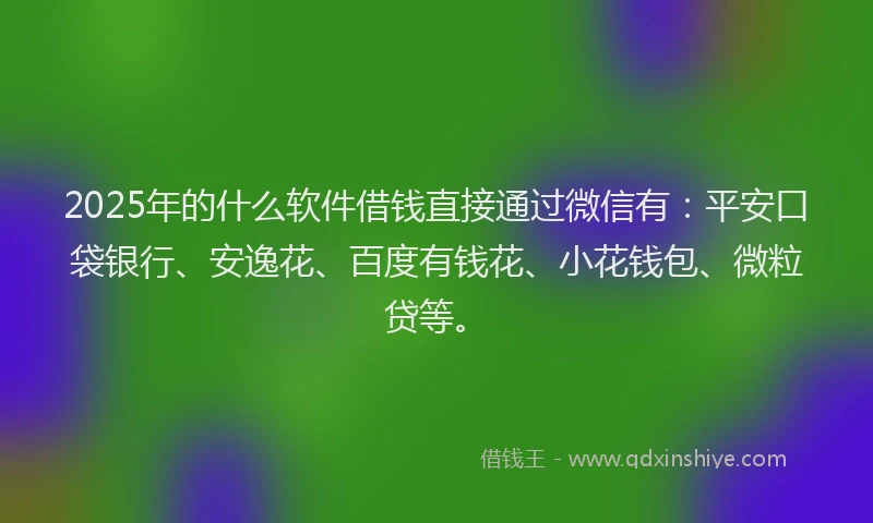 2025年的什么软件借钱直接通过微信有：平安口袋银行、安逸花、百度有钱花、小花钱包、微粒贷等。