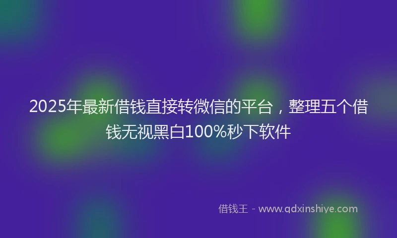 2025年最新借钱直接转微信的平台，整理五个借钱无视黑白100%秒下软件