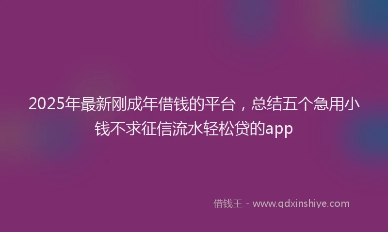 2025年最新刚成年借钱的平台，总结五个急用小钱不求征信流水轻松贷的app
