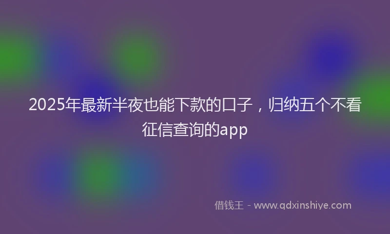 2025年最新半夜也能下款的口子，归纳五个不看征信查询的app