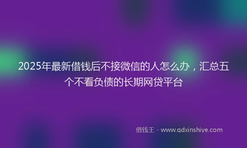 2025年最新借钱后不接微信的人怎么办，汇总五个不看负债的长期网贷平台