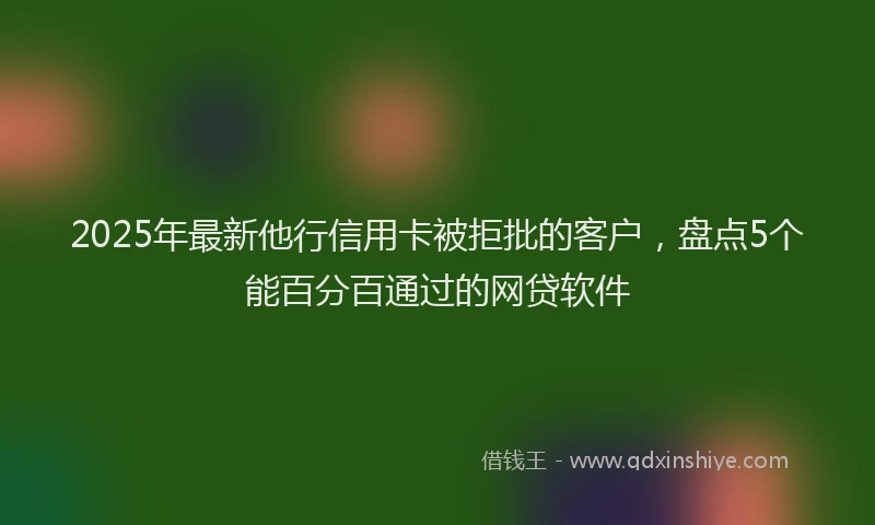 2025年最新他行信用卡被拒批的客户，盘点5个能百分百通过的网贷软件