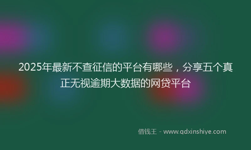 2025年最新不查征信的平台有哪些，分享五个真正无视逾期大数据的网贷平台