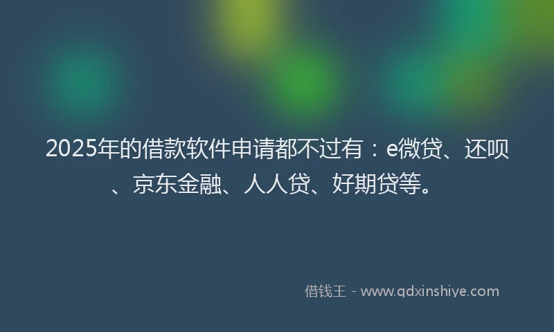2025年的借款软件申请都不过有：e微贷、还呗、京东金融、人人贷、好期贷等。