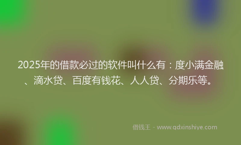 2025年的借款必过的软件叫什么有：度小满金融、滴水贷、百度有钱花、人人贷、分期乐等。