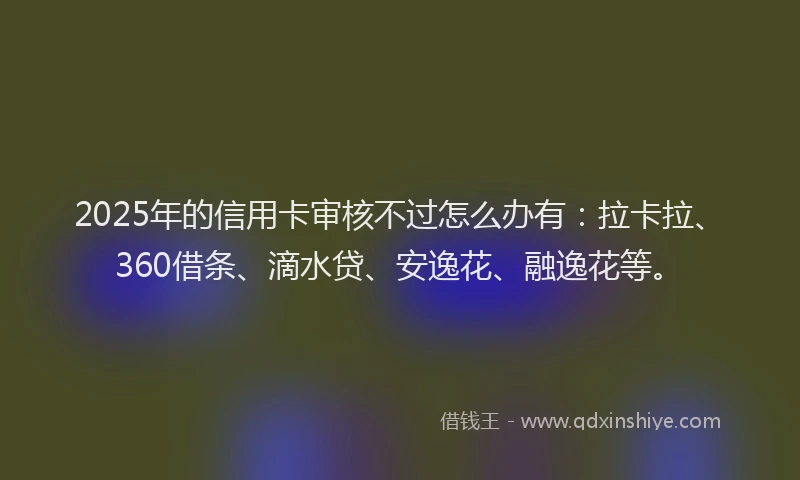 2025年的信用卡审核不过怎么办有：拉卡拉、360借条、滴水贷、安逸花、融逸花等。