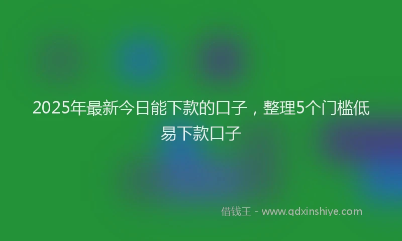 2025年最新今日能下款的口子，整理5个门槛低易下款口子