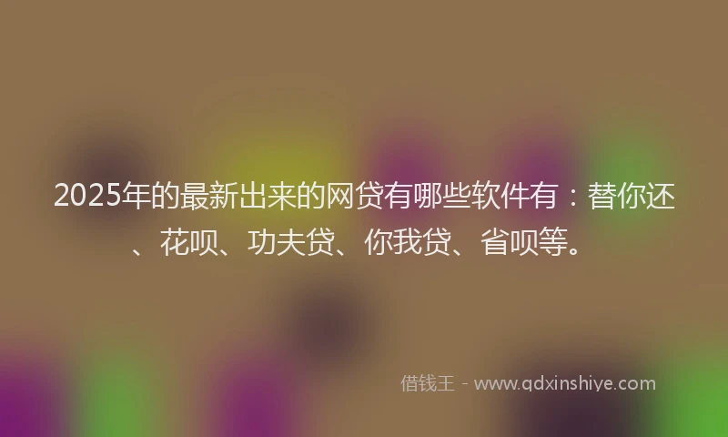 2025年的最新出来的网贷有哪些软件有：替你还、花呗、功夫贷、你我贷、省呗等。