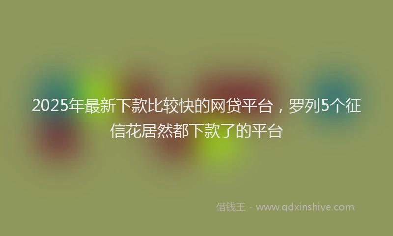 2025年最新下款比较快的网贷平台，罗列5个征信花居然都下款了的平台