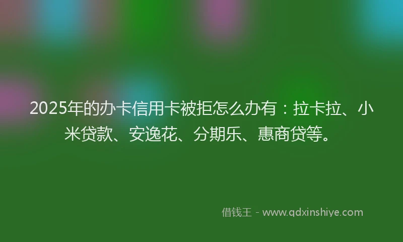 2025年的办卡信用卡被拒怎么办有：拉卡拉、小米贷款、安逸花、分期乐、惠商贷等。