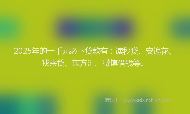 2025年的一千元必下贷款有：读秒贷、安逸花、我来贷、东方汇、微博借钱等。
