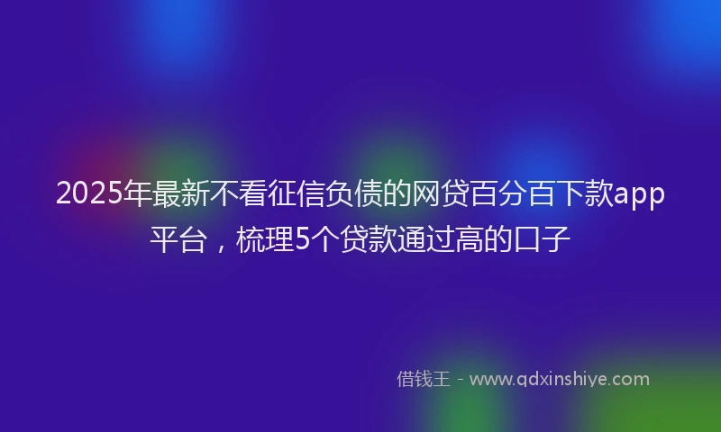 2025年最新不看征信负债的网贷百分百下款app平台，梳理5个贷款通过高的口子
