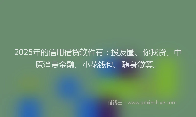 2025年的信用借贷软件有：投友圈、你我贷、中原消费金融、小花钱包、随身贷等。