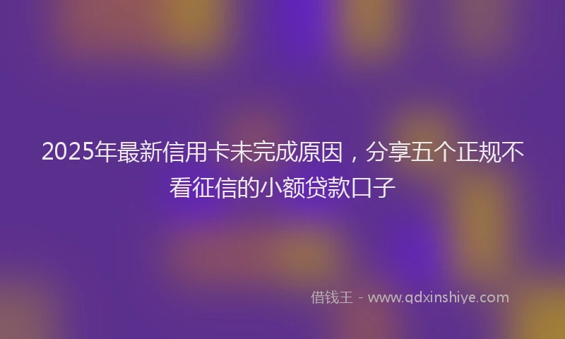 2025年最新信用卡未完成原因，分享五个正规不看征信的小额贷款口子