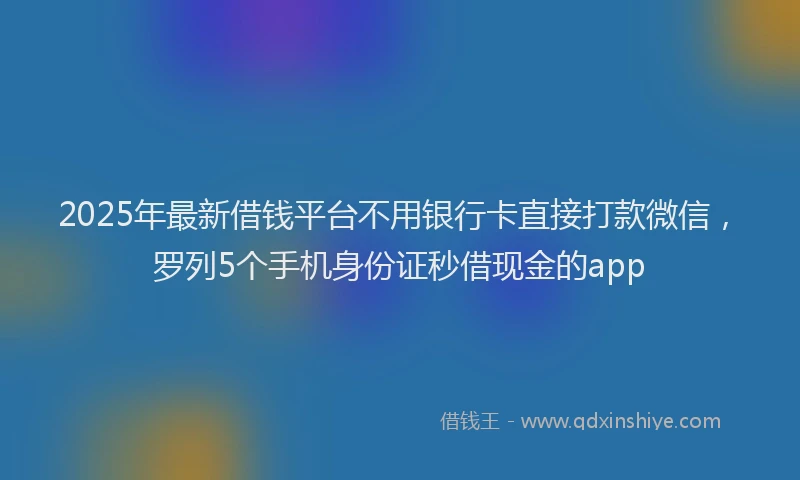 2025年最新借钱平台不用银行卡直接打款微信，罗列5个手机身份证秒借现金的app