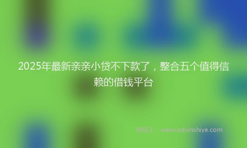 2025年最新亲亲小贷不下款了，整合五个值得信赖的借钱平台