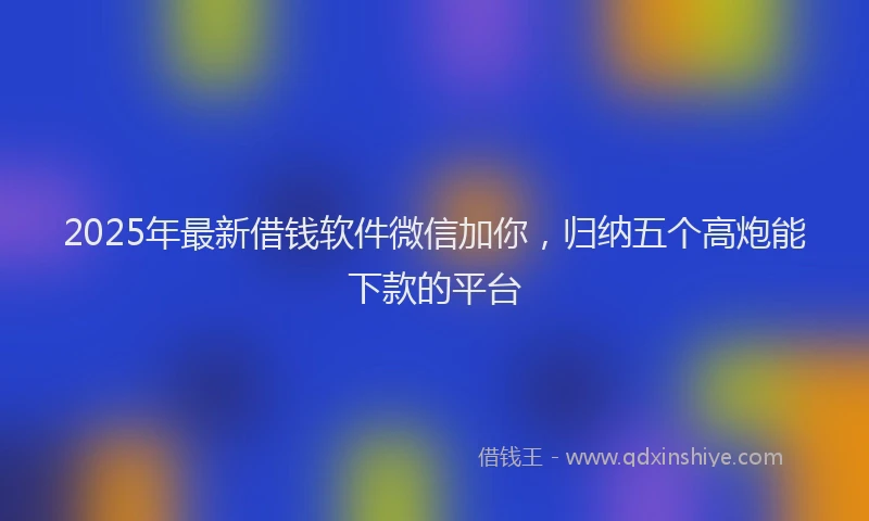 2025年最新借钱软件微信加你，归纳五个高炮能下款的平台