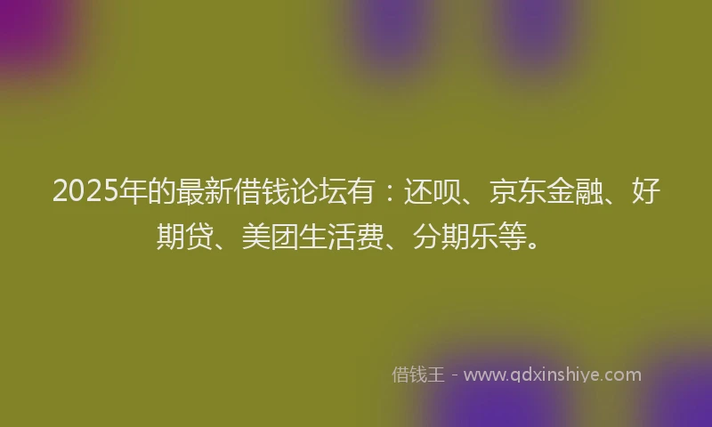 2025年的最新借钱论坛有：还呗、京东金融、好期贷、美团生活费、分期乐等。