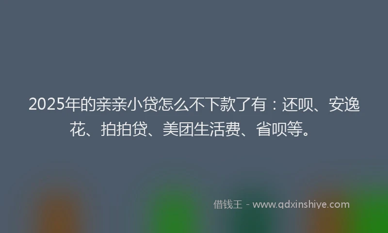 2025年的亲亲小贷怎么不下款了有：还呗、安逸花、拍拍贷、美团生活费、省呗等。