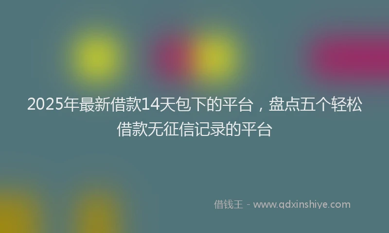 2025年最新借款14天包下的平台，盘点五个轻松借款无征信记录的平台