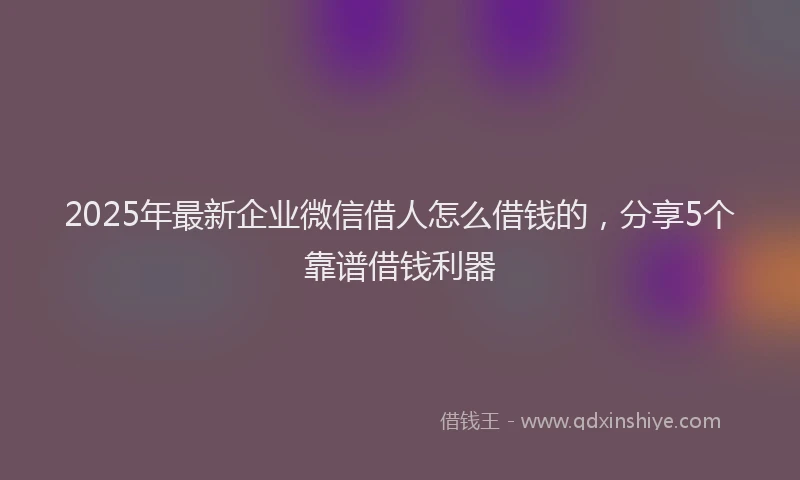 2025年最新企业微信借人怎么借钱的，分享5个靠谱借钱利器
