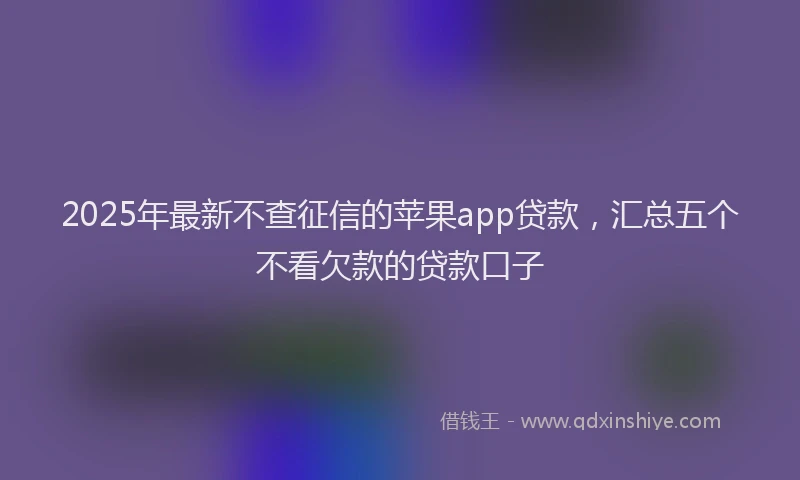 2025年最新不查征信的苹果app贷款，汇总五个不看欠款的贷款口子