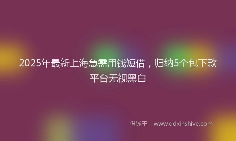 2025年最新上海急需用钱短借，归纳5个包下款平台无视黑白