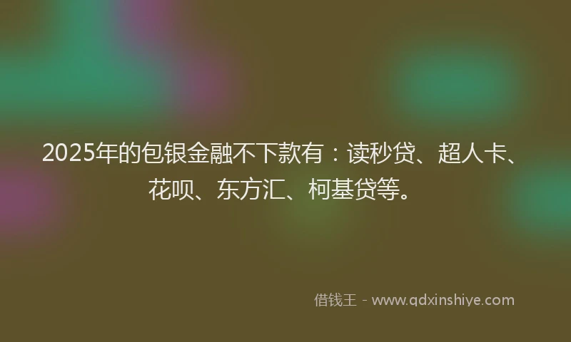 2025年的包银金融不下款有：读秒贷、超人卡、花呗、东方汇、柯基贷等。