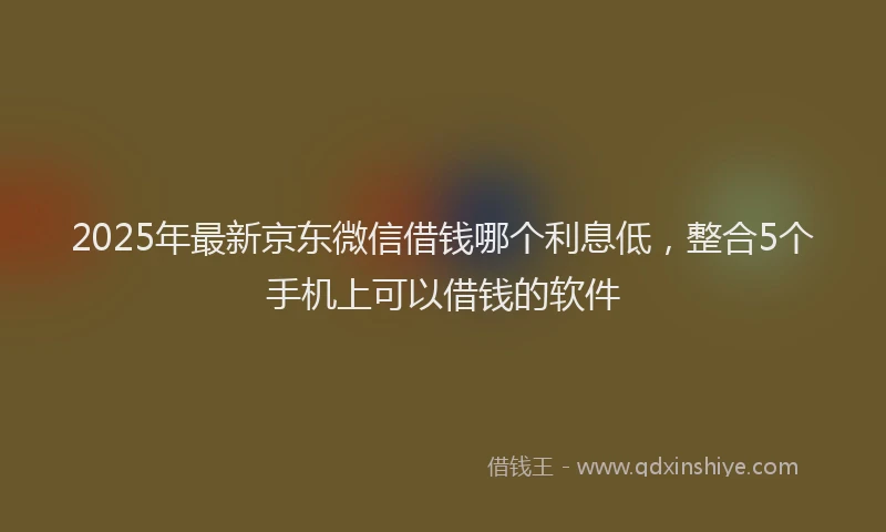 2025年最新京东微信借钱哪个利息低，整合5个手机上可以借钱的软件