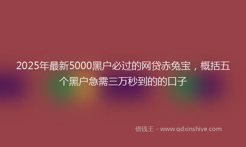 2025年最新5000黑户必过的网贷赤兔宝，概括五个黑户急需三万秒到的的口子