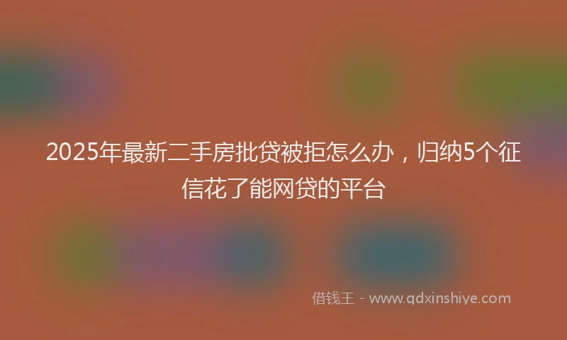 2025年最新二手房批贷被拒怎么办，归纳5个征信花了能网贷的平台