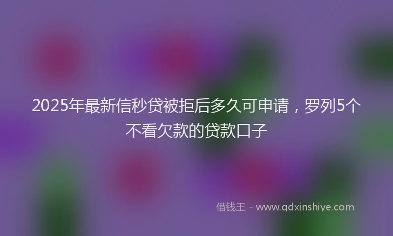 2025年最新信秒贷被拒后多久可申请，罗列5个不看欠款的贷款口子