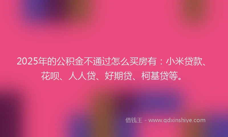 2025年的公积金不通过怎么买房有：小米贷款、花呗、人人贷、好期贷、柯基贷等。