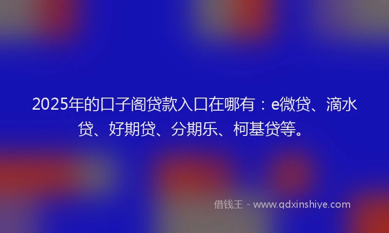 2025年的口子阁贷款入口在哪有：e微贷、滴水贷、好期贷、分期乐、柯基贷等。