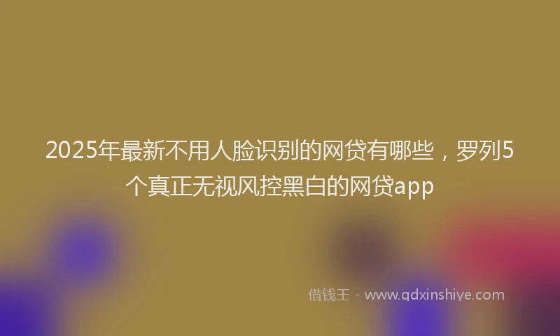 2025年最新不用人脸识别的网贷有哪些，罗列5个真正无视风控黑白的网贷app