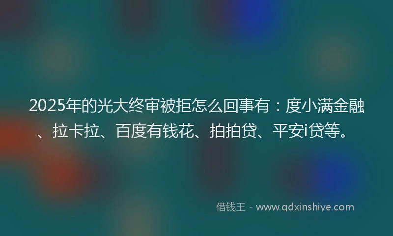 2025年的光大终审被拒怎么回事有：度小满金融、拉卡拉、百度有钱花、拍拍贷、平安i贷等。