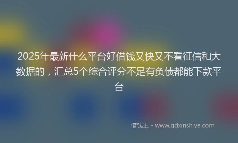 2025年最新什么平台好借钱又快又不看征信和大数据的，汇总5个综合评分不足有负债都能下款平台