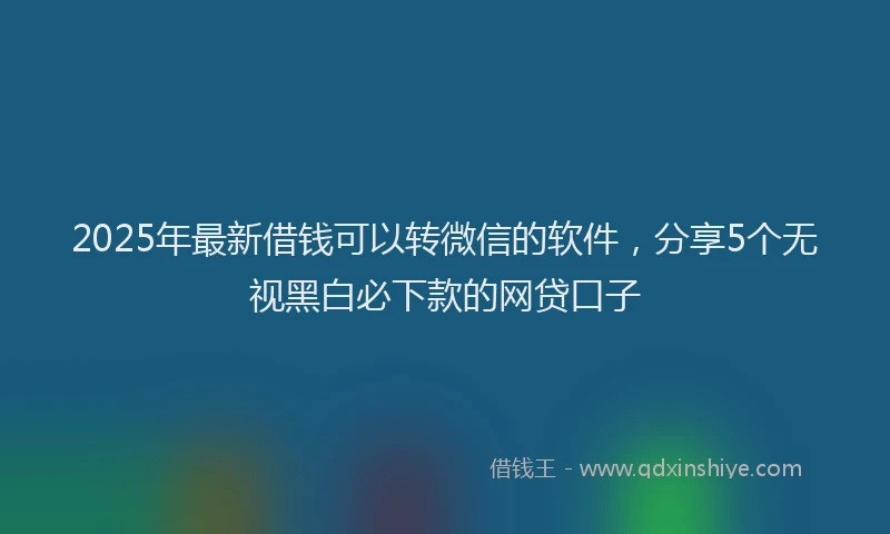 2025年最新借钱可以转微信的软件，分享5个无视黑白必下款的网贷口子