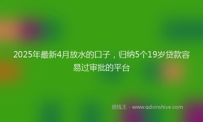 2025年最新4月放水的口子，归纳5个19岁贷款容易过审批的平台