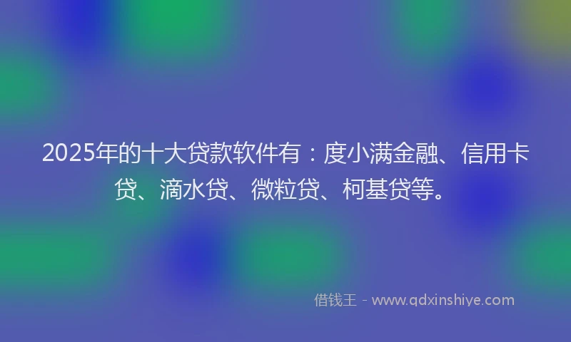 2025年的十大贷款软件有：度小满金融、信用卡贷、滴水贷、微粒贷、柯基贷等。