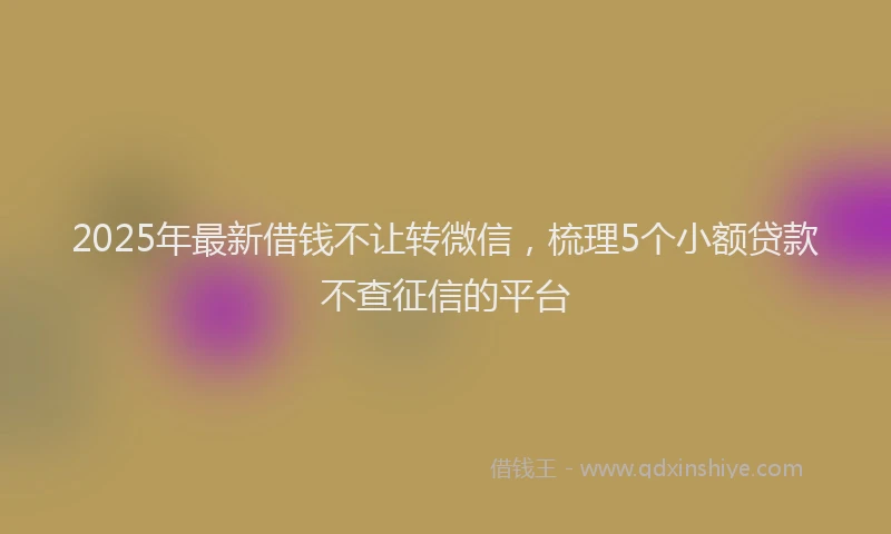 2025年最新借钱不让转微信，梳理5个小额贷款不查征信的平台